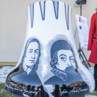 A painted mural on a bell