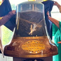 A painted mural on a bell