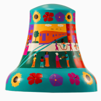 A painted mural on a bell