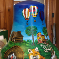 A painted mural on a bell