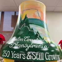 A painted mural on a bell