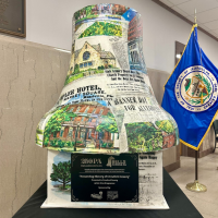 A painted mural on a bell