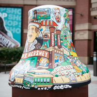 A painted mural on a bell