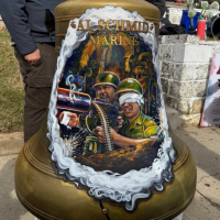 A painted mural on a bell