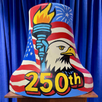 A painted mural on a bell