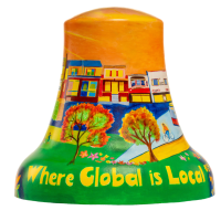 A painted mural on a bell