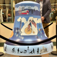 A painted mural on a bell