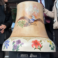 A painted mural on a bell