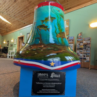 A painted mural on a bell