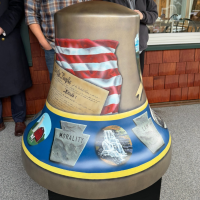 A painted mural on a bell