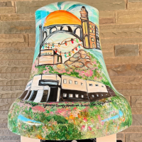 A painted mural on a bell