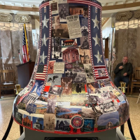 A painted mural on a bell