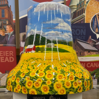 A painted mural on a bell