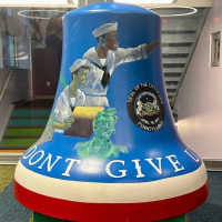 A painted mural on a bell