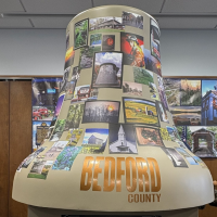 A painted mural on a bell