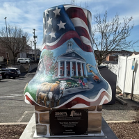 A painted mural on a bell