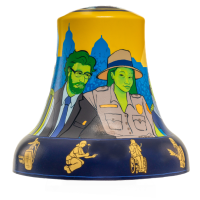 A painted mural on a bell