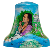 A painted mural on a bell