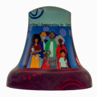 A painted mural on a bell