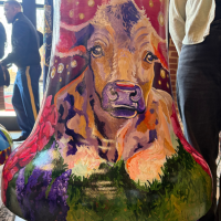 A painted mural on a bell