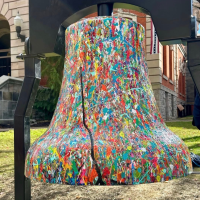 A painted mural on a bell