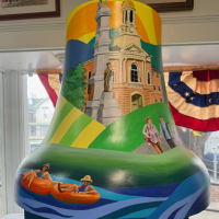 A painted mural on a bell