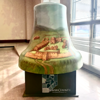 A painted mural on a bell