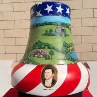 A painted mural on a bell