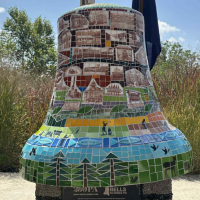 A painted mural on a bell