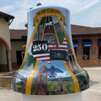 A painted mural on a bell