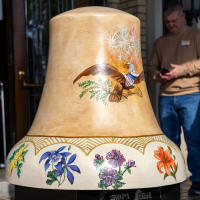 A painted mural on a bell