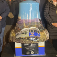 A painted mural on a bell