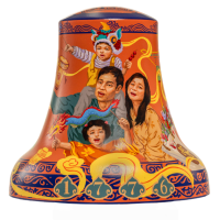 A painted mural on a bell