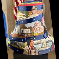 A painted mural on a bell