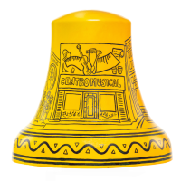 A painted mural on a bell