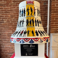 A painted mural on a bell