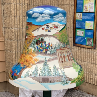 A painted mural on a bell