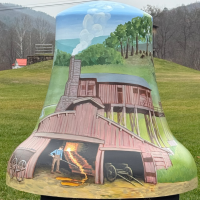 A painted mural on a bell