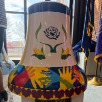 A painted mural on a bell