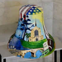 A painted mural on a bell