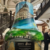 A painted mural on a bell