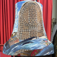 A painted mural on a bell