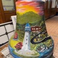 A painted mural on a bell