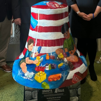 A painted mural on a bell