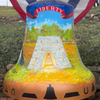 A painted mural on a bell