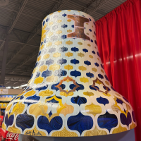 A painted mural on a bell