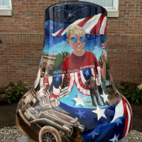 A painted mural on a bell