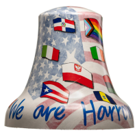 A painted mural on a bell