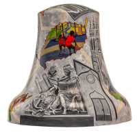 A painted mural on a bell