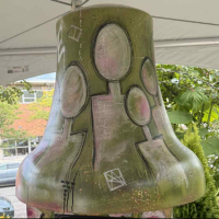 A painted mural on a bell